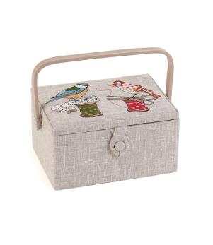 Birds on Bobbin -Embroidered Lid Sewing Box