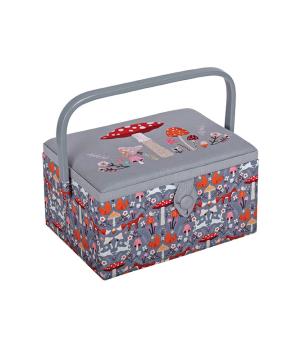 Woodland Toadstool Embroidered Lid Sewing Box