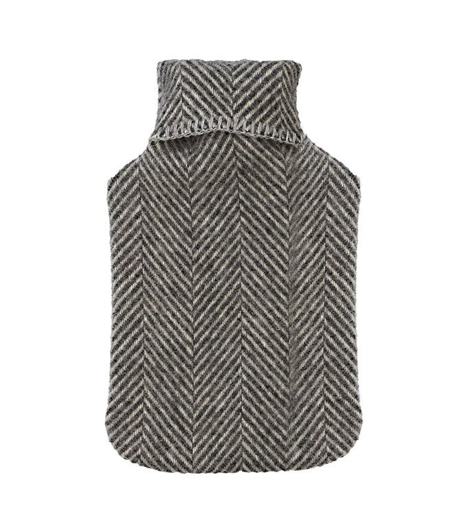 Herringbone Wool Hot Water Bottle - Slate - Just Fabrics