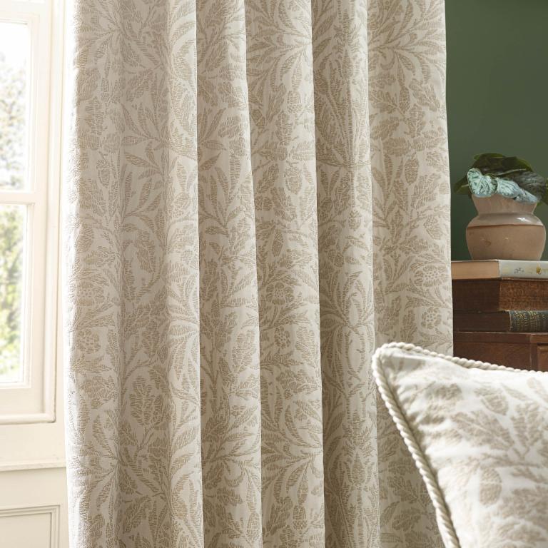 Acorn Ivory Pencil Pleat Curtains - Just Fabrics