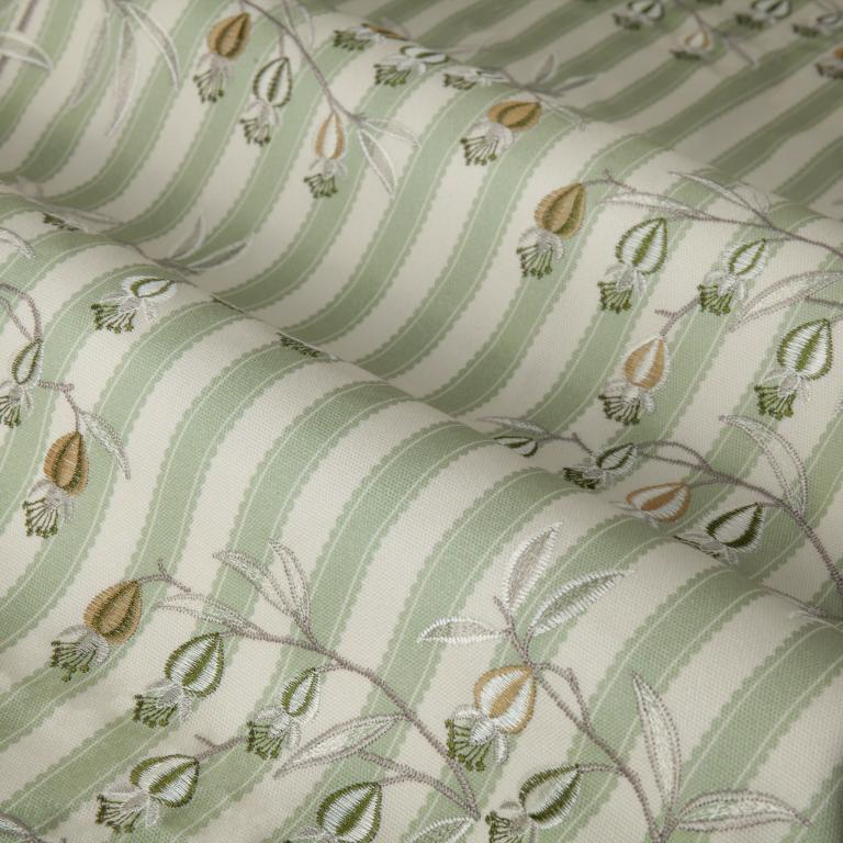 Chinese Lanterns Sage Pencil Pleat Curtains - Just Fabrics