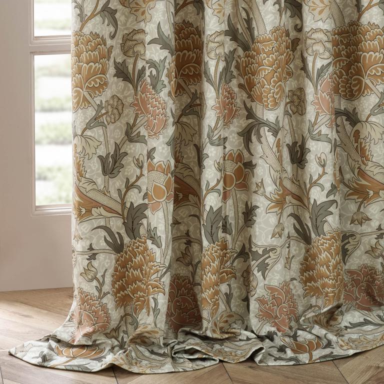 Cray Stone / Clay Pencil Pleat Curtains - Just Fabrics