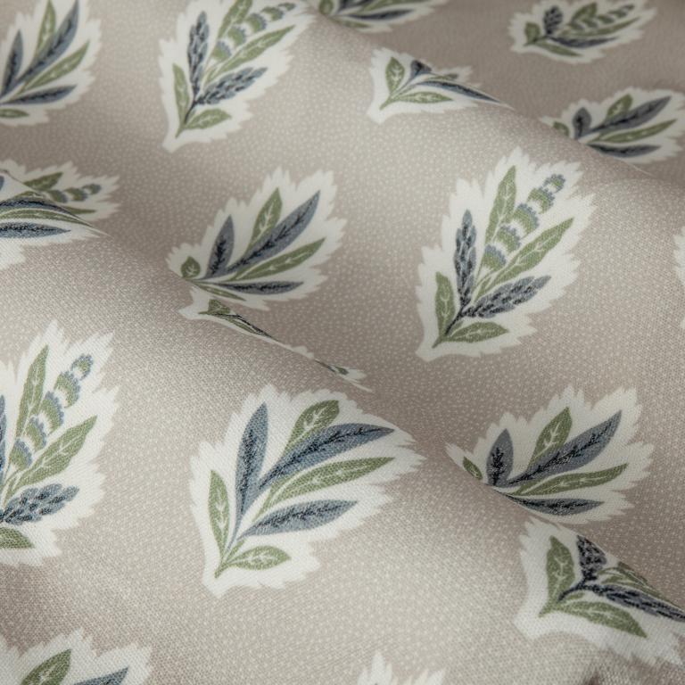 Sessile Leaf Flax Pencil Pleat Curtains - Just Fabrics