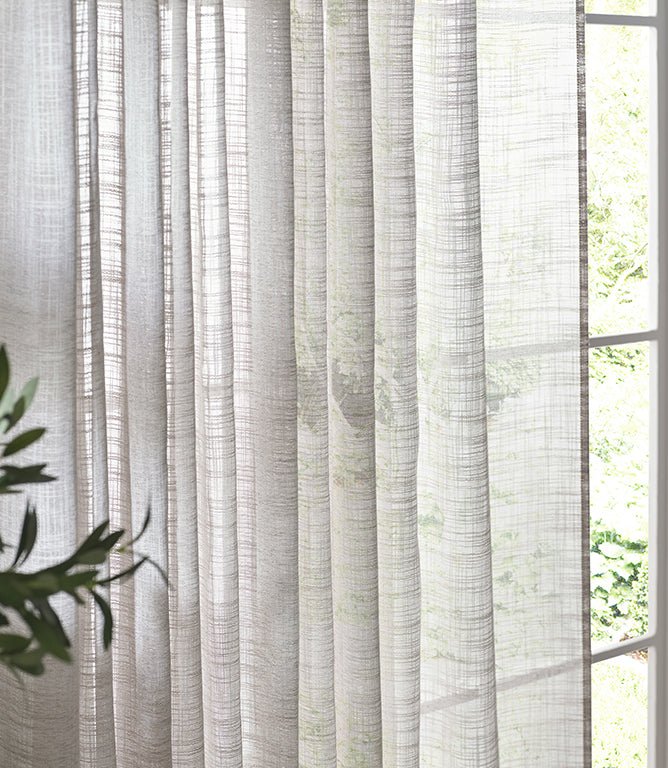 Cirrus Voile Grey Tab Top Curtain Panel - Just Fabrics
