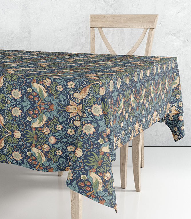 Strawberry Thief Navy Circular - Just Fabrics