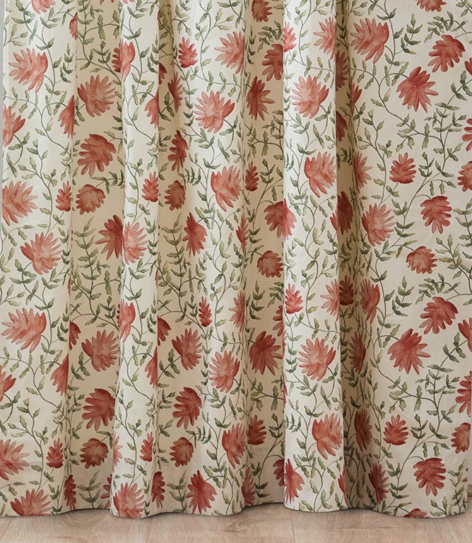 Elai Terracotta Pencil Pleat Curtains - Just Fabrics