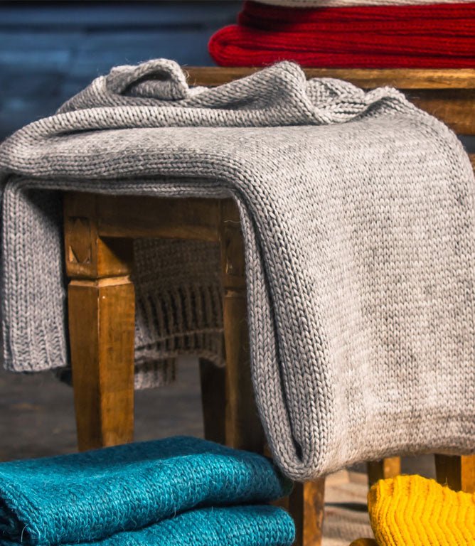Cotswold Grey Knitted Throw - Just Fabrics