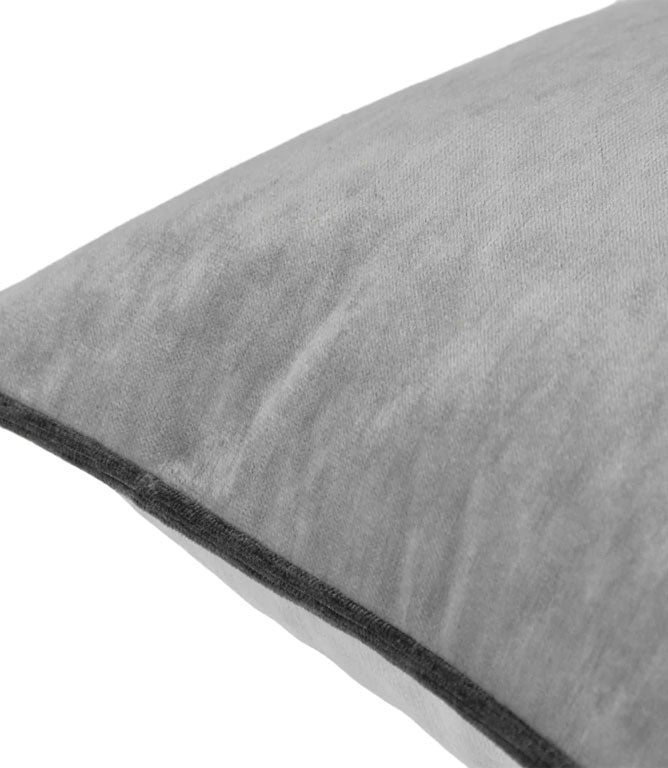 Lyla Velvet Silver / Charcoal Cushion - Just Fabrics