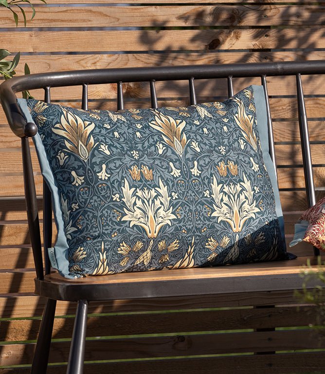 Snakeshead Outdoor Indigo / Stone Cushion - Just Fabrics