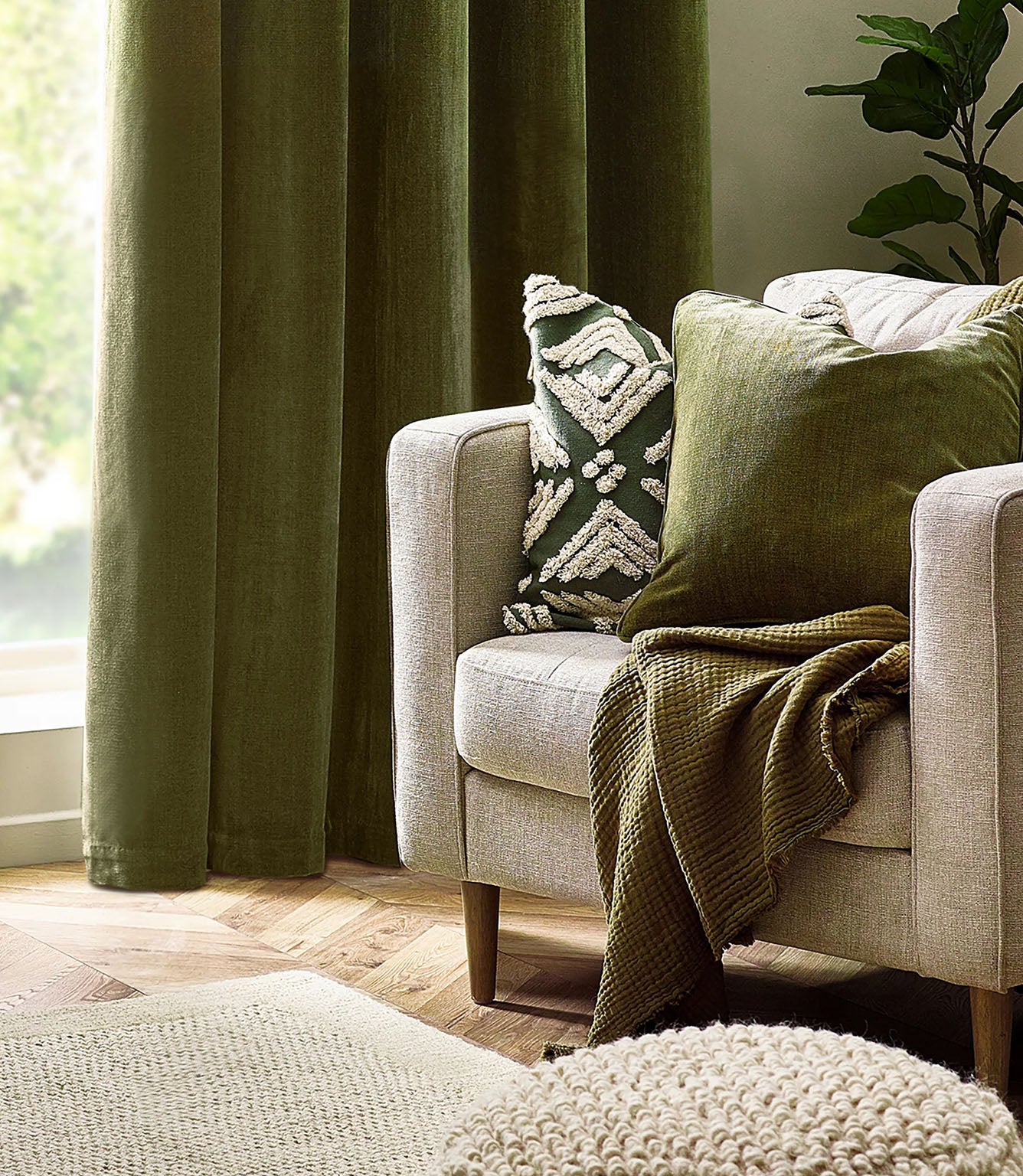 Heavy Chenille Fabric / Olive