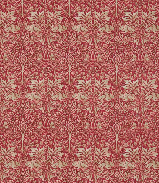 Brer Rabbit Fabric / Red / Hemp - Just Fabrics
