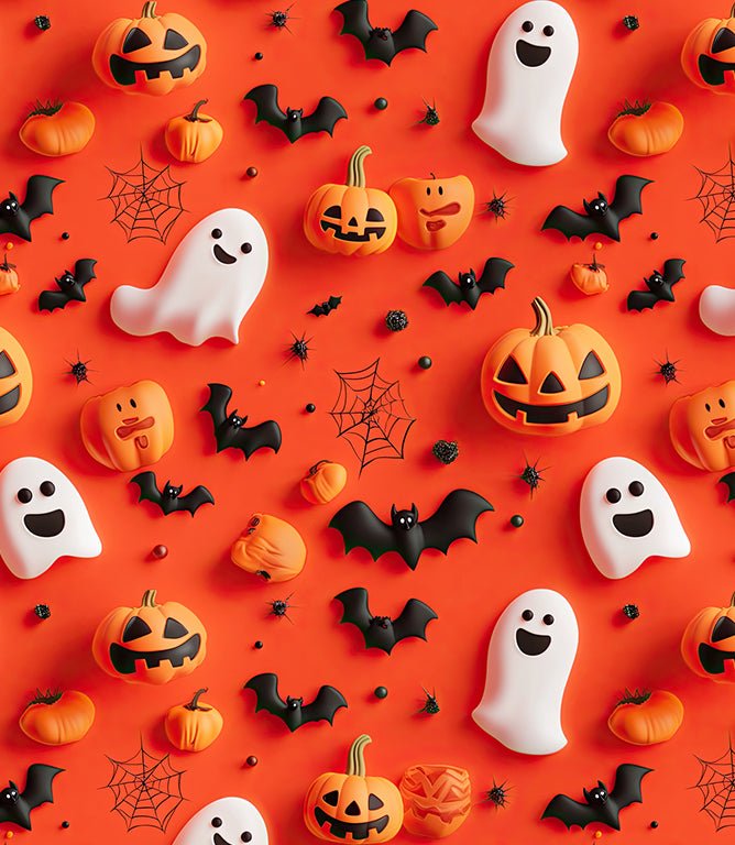 Ghoul Gang Fabric / Orange - Just Fabrics