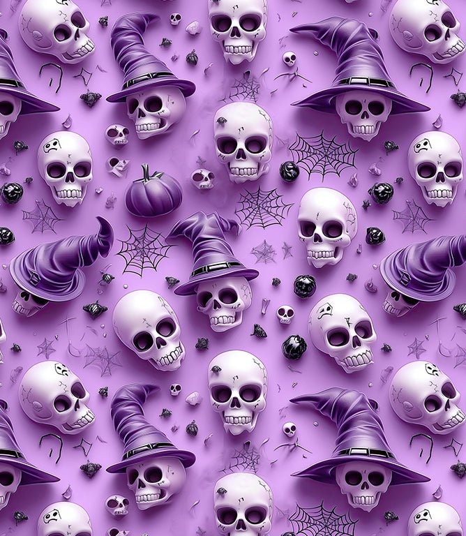 Spellbound Skulls Fabric / Purple - Just Fabrics