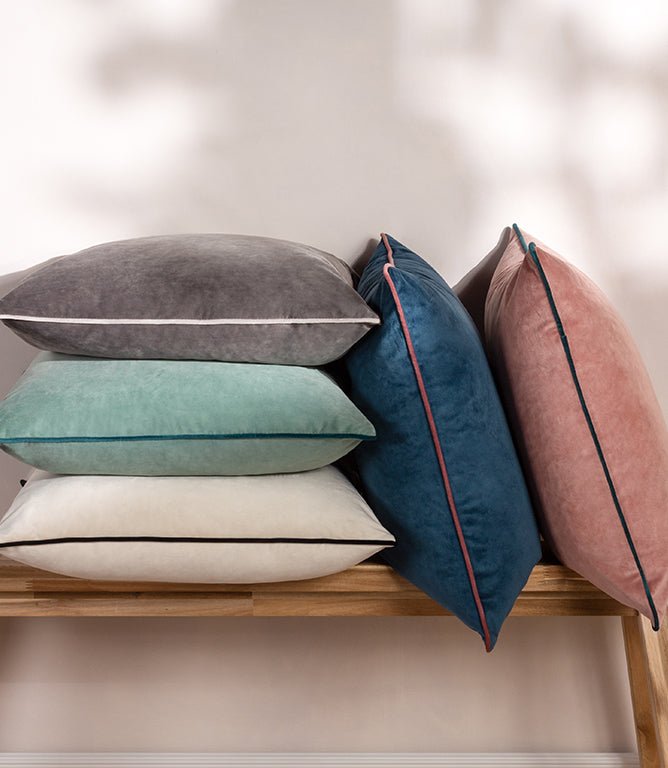 Meridian Mineral / Teal Velvet Cushion - Just Fabrics