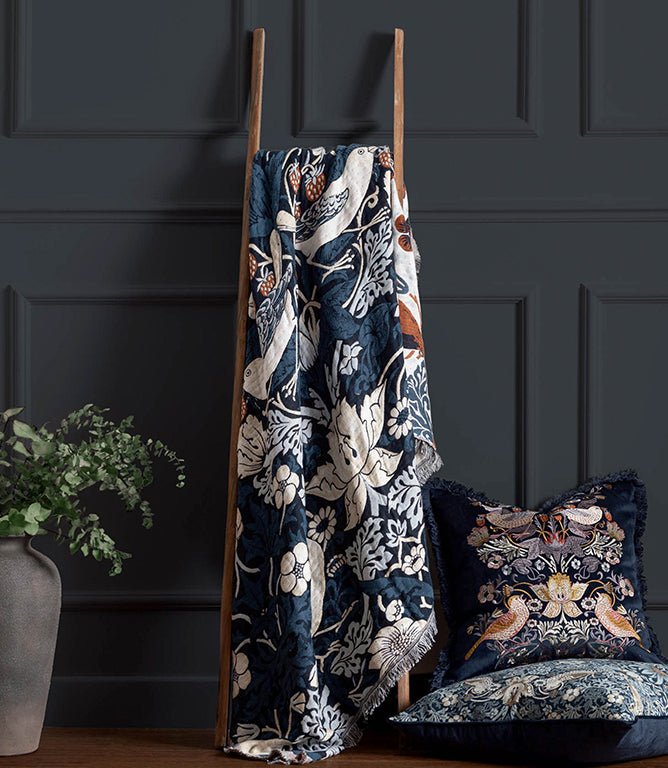 Throws & Wool Throws - Strawberry Thief Jacquard Indigo