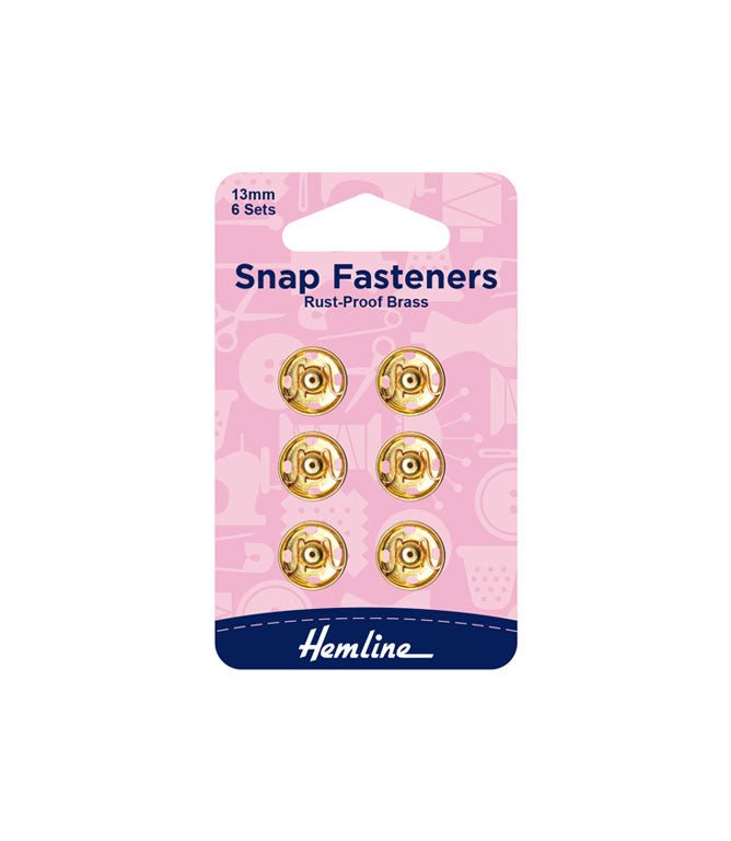 Snap Fasteners Rust Proof Gold - Set of 6 - 13mm - Just Fabrics