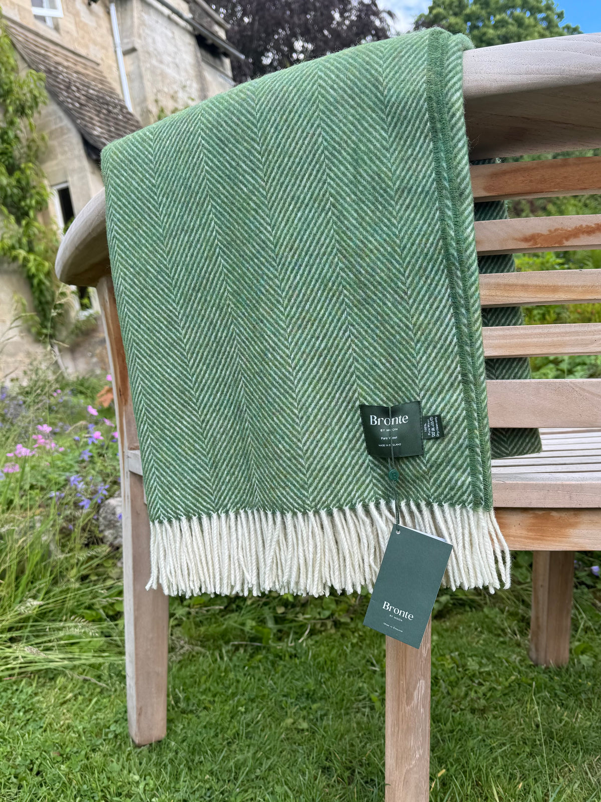 Herringbone Olive Green Throw