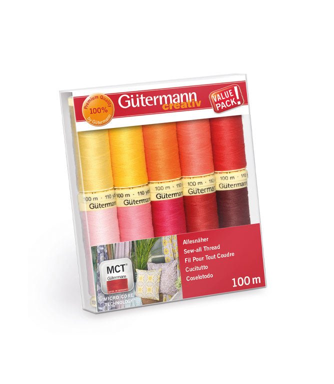 Thread Set: Sew - All 10 x 100m Red, Pink and Yellow - Just Fabrics