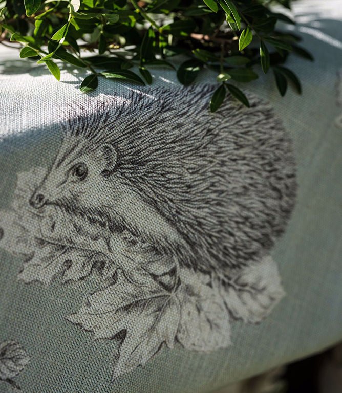 Squirrel & Hedgehog Fabric / Seaspray / Charcoal - Just Fabrics