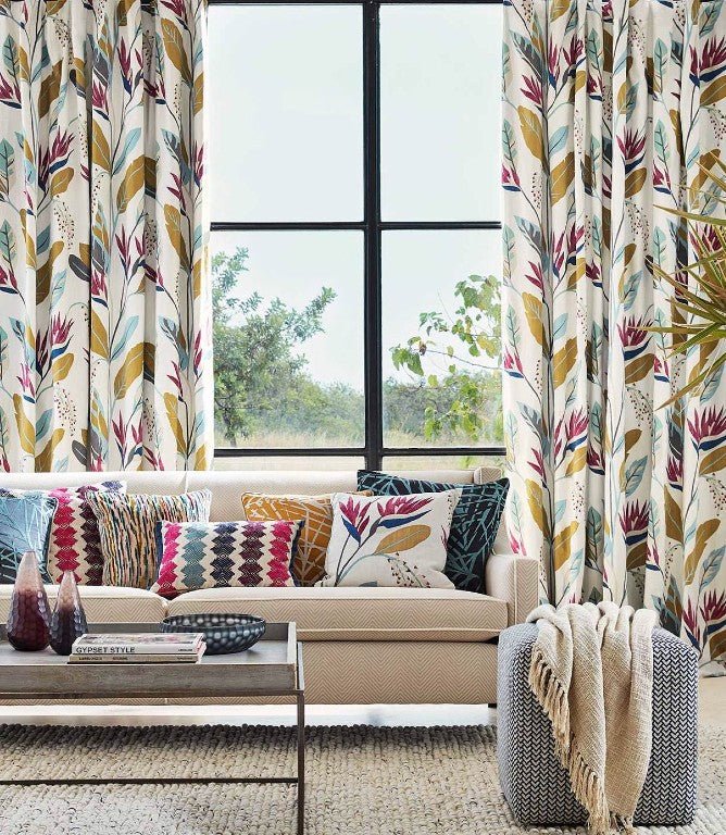 Llenya Fabric / Cerise / Harbour / Saffron - Just Fabrics