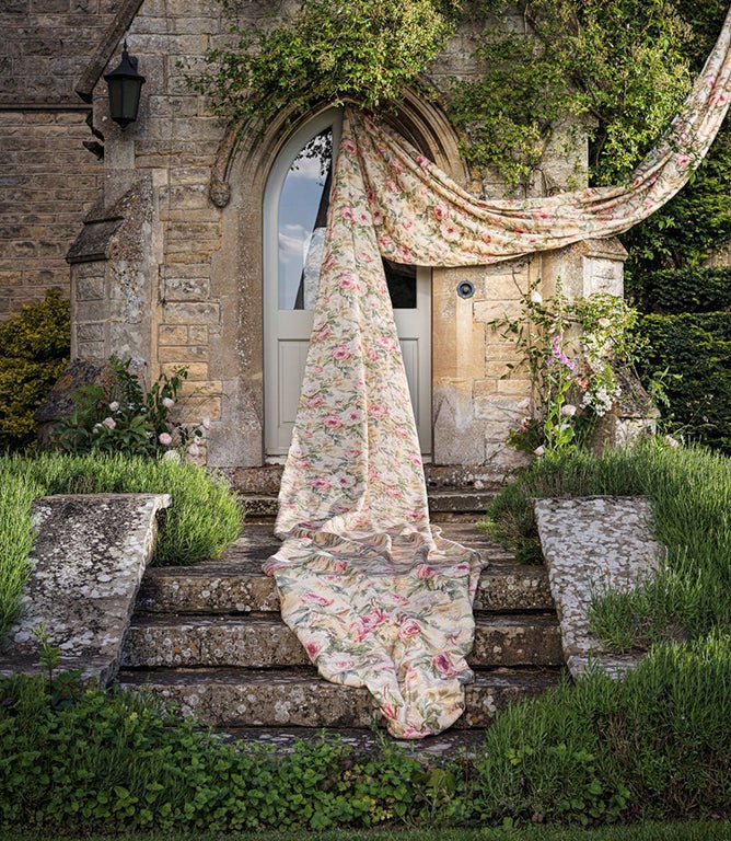 Amelia Rose Fabric / Wedgwood / Rose - Just Fabrics