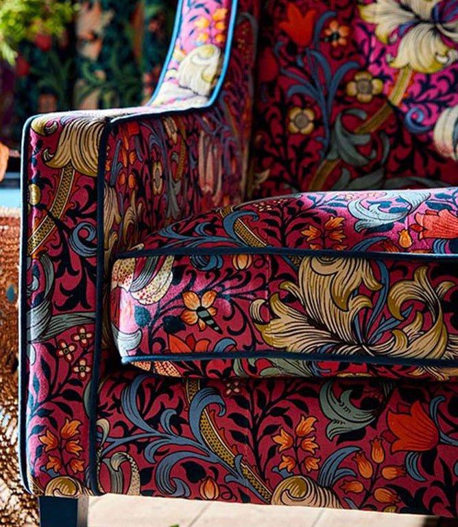 Golden Lily Velvet Fabric / Galactic Ink - Just Fabrics