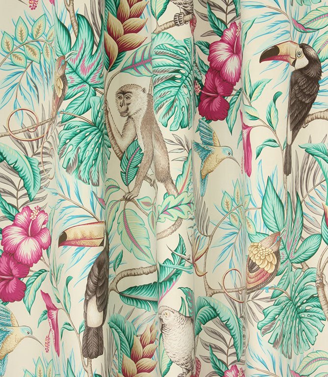 Rainforest Velvet Fabric / Aqua - Just Fabrics