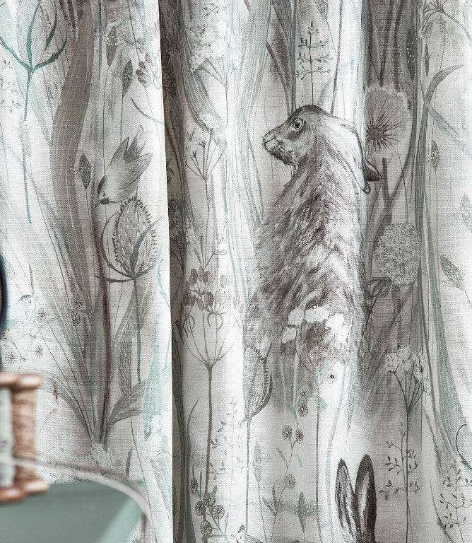 Dune Hares Fabric / Mist / Pebble - Just Fabrics