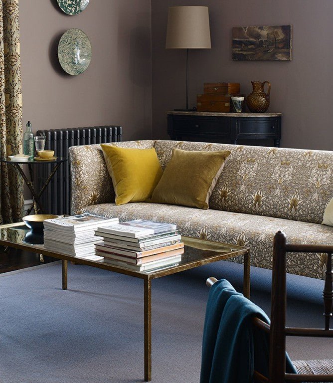 Snakeshead Fabric / Claret / Gold - Just Fabrics