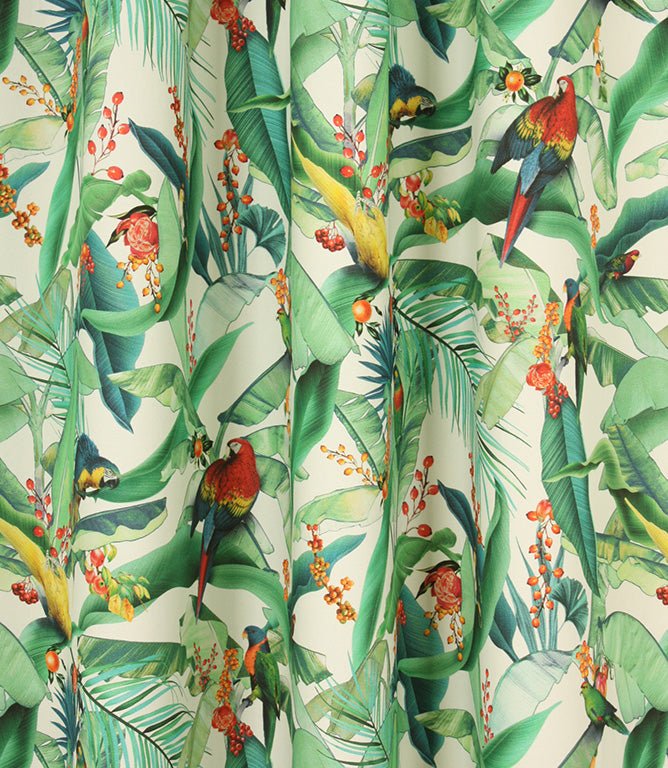 Tropical Parrots Fabric / Ivory - Just Fabrics