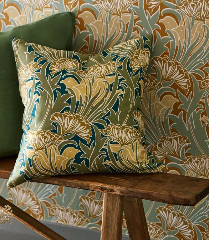 Laceflower Fabric / Garden Green / Lagoon - Just Fabrics