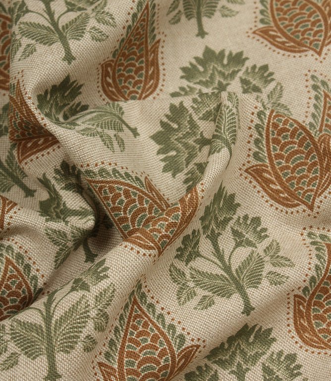Nora Fabric / Olive Green / Hazelnut - Just Fabrics