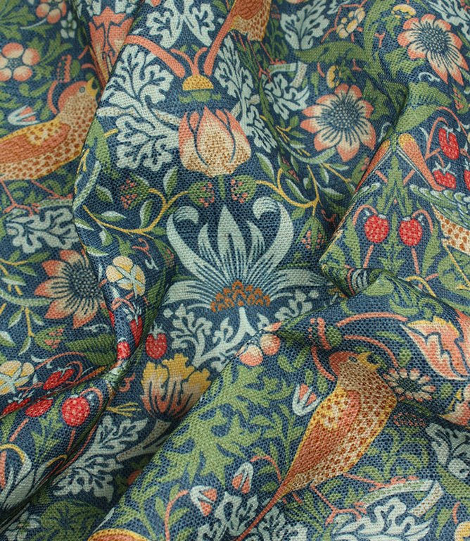 Strawberry Thief Linen Fabric / Blue - Just Fabrics