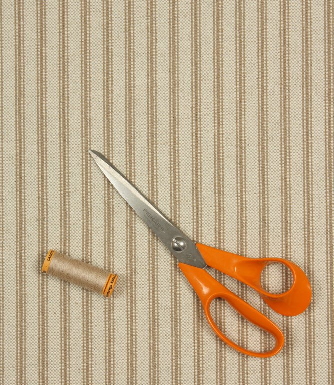 JF Linen Ticking Fabric / Beige - Just Fabrics