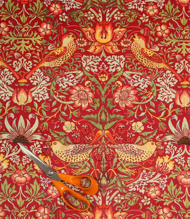 Strawberry Thief Velvet Fabric / Wine - Just Fabrics