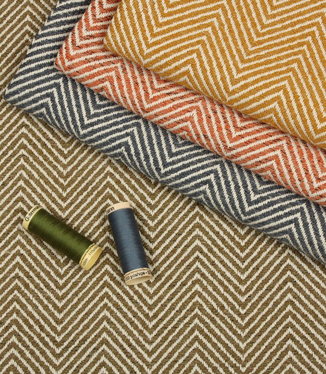 Kingham Herringbone Fabric / Ink - Just Fabrics