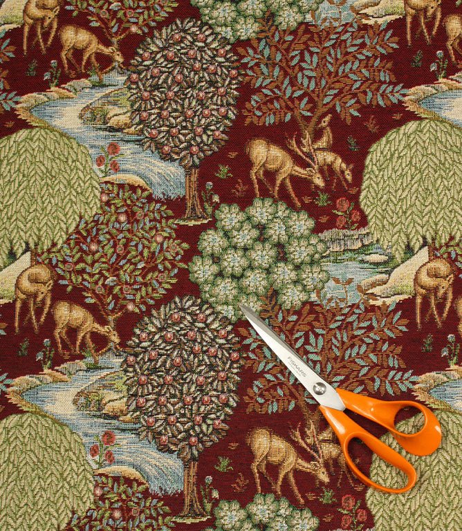 The Brook Tapestry Fabric / Wine - Just Fabrics