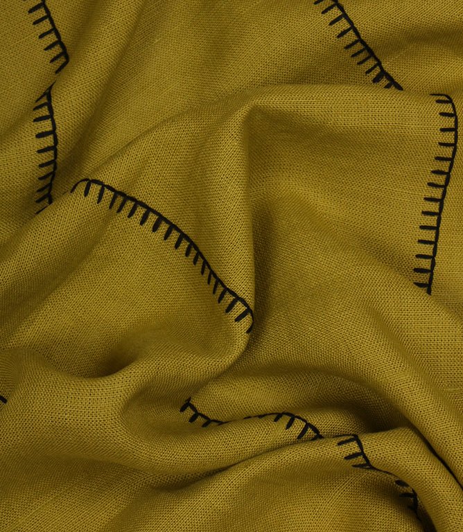 Stitched Up Fabric / Lime / Noir - Just Fabrics