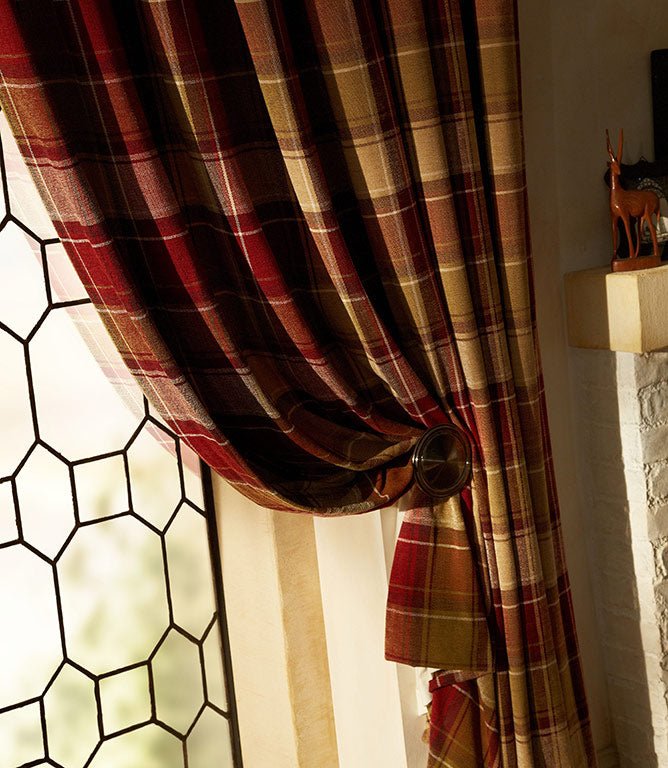 Argyle Fabric / Claret - Just Fabrics