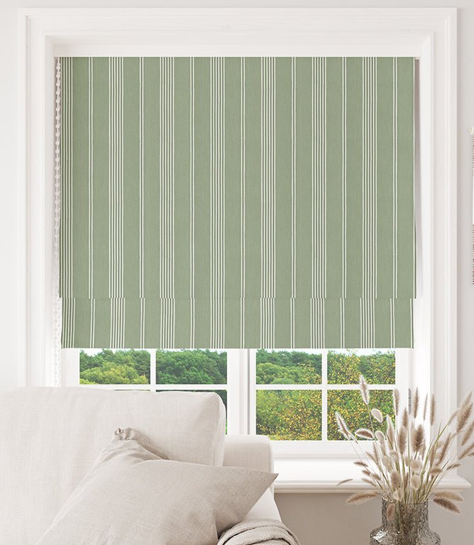 Cheltenham Stripe Fabric / Sage - Just Fabrics