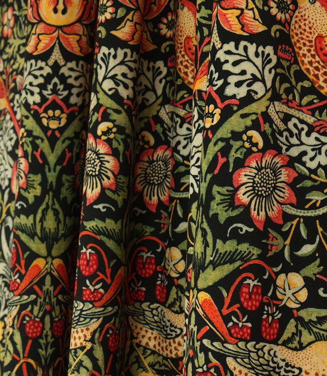 Strawberry Thief Velvet Fabric / Ebony - Just Fabrics