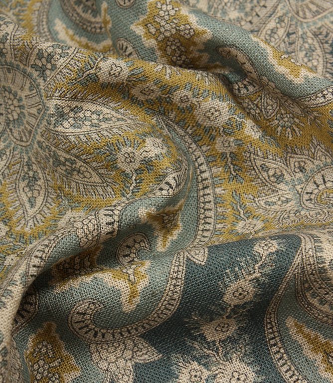 Paisley Garden Fabric / Duck Egg / Indigo - Just Fabrics