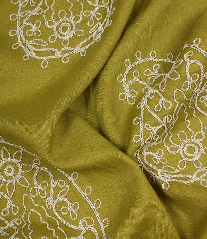 Kashmir Fabric / Lime / Ivory - Just Fabrics