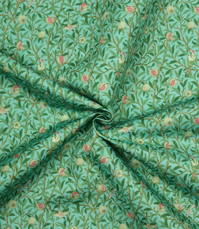 Birds and Pomegranate Outdoor Fabric / Duck Egg - Just Fabrics
