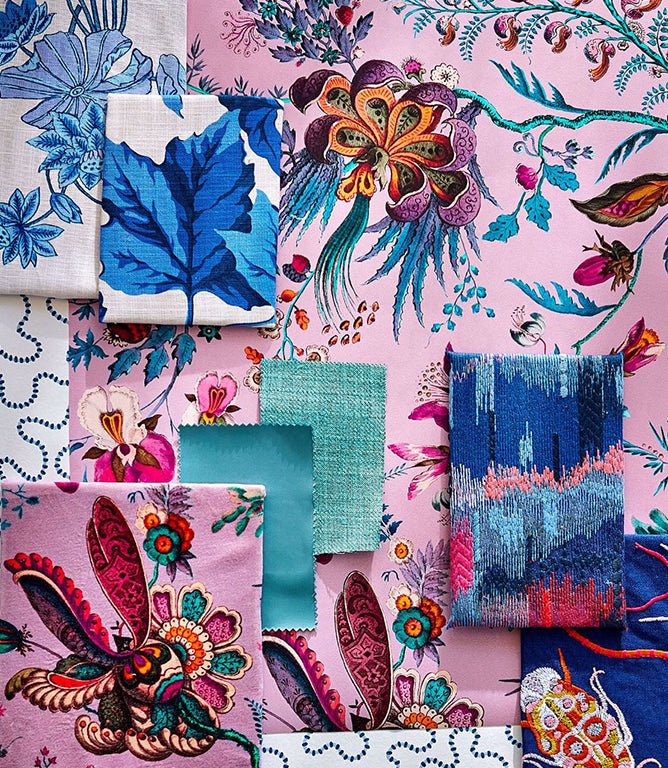 Wonderland Floral Fabric / Amethyst / Lapis / Ruby - Just Fabrics