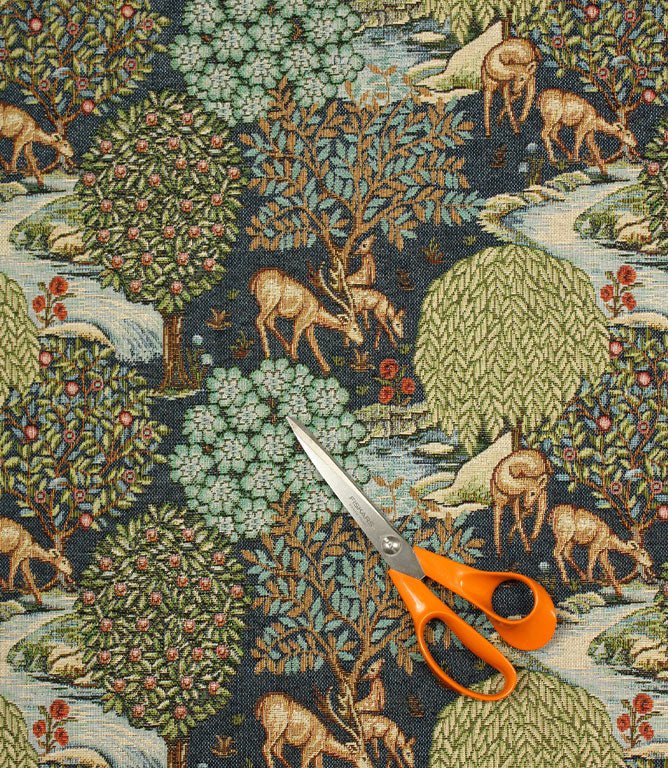 The Brook Tapestry Fabric / Blue - Just Fabrics