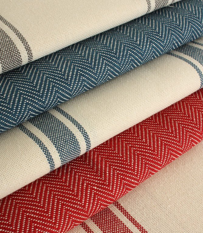 Harlyn Wide Herringbone Fabric / Blue - Just Fabrics