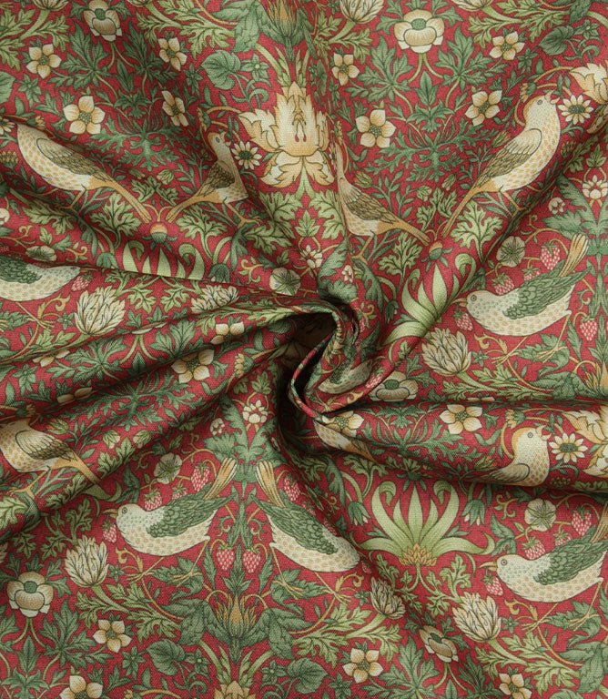 Strawberry Thief Outdoor Fabric / Crimson - Just Fabrics
