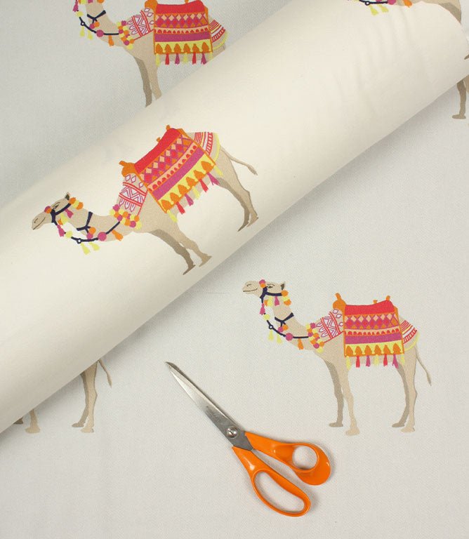 Desert Camels Fabric / French Grey - Just Fabrics