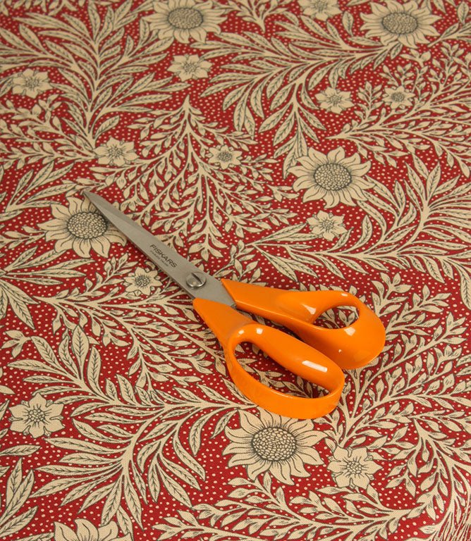 Saltram Floral Acrylic Fabric / Red - Just Fabrics